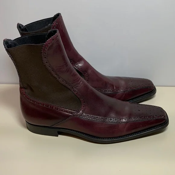 Dolce & Gabbana Burgundy Square Toe Chelsea Leather Boots s-l1200.jpg main image 2